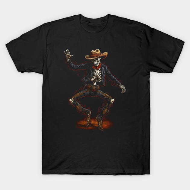 Dancing Skeleton Cowboy T-Shirt by Trippycollage